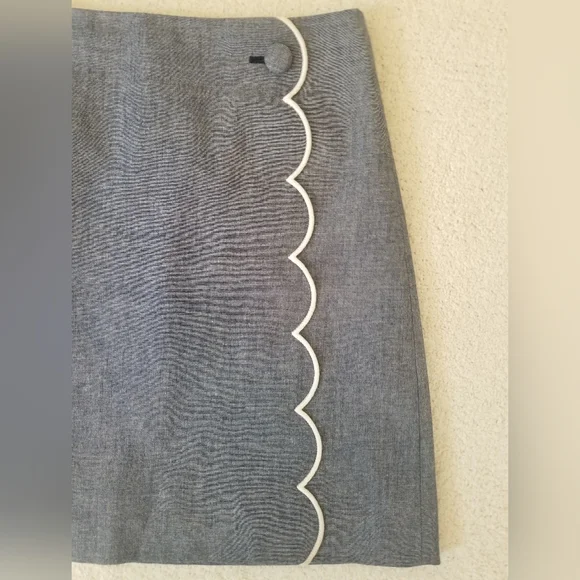 J. CREW Chambray Skirt w/Scalloped Detail | SZ 00 - Picture 9 of 10